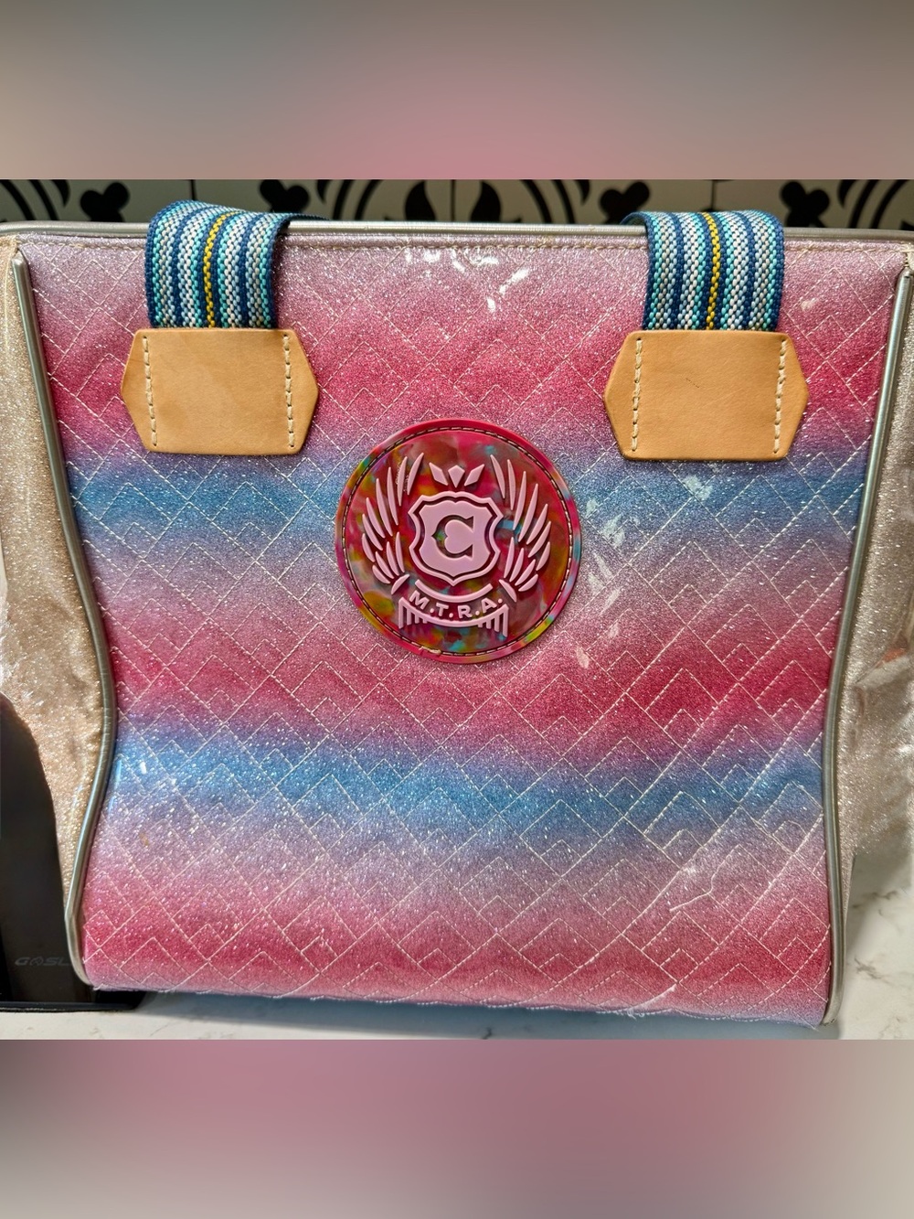Consuela Pink and Blue Ombre Tote with Metallic Accents
